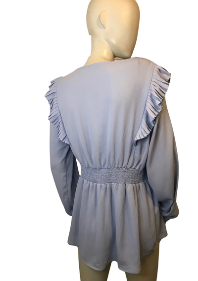 🌟 Blouse à volants bleu ciel Taille 38 🌟