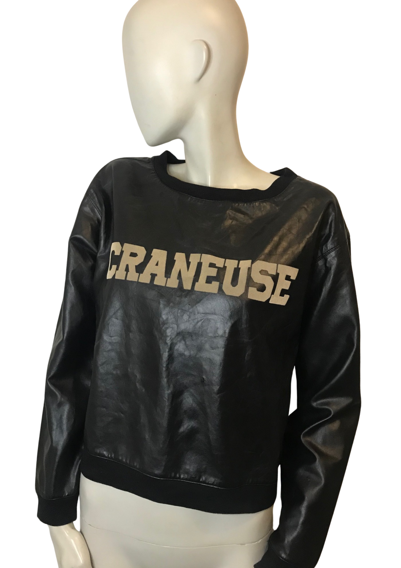 🖤 Sweat noir effet cuir "CRANEUSE" – Taille 36 🖤