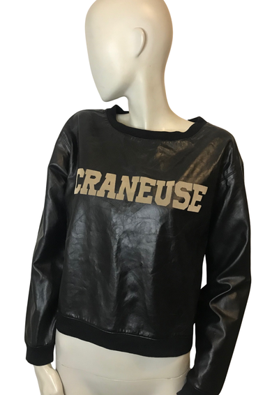 🖤 Sweat noir effet cuir "CRANEUSE" – Taille 36 🖤
