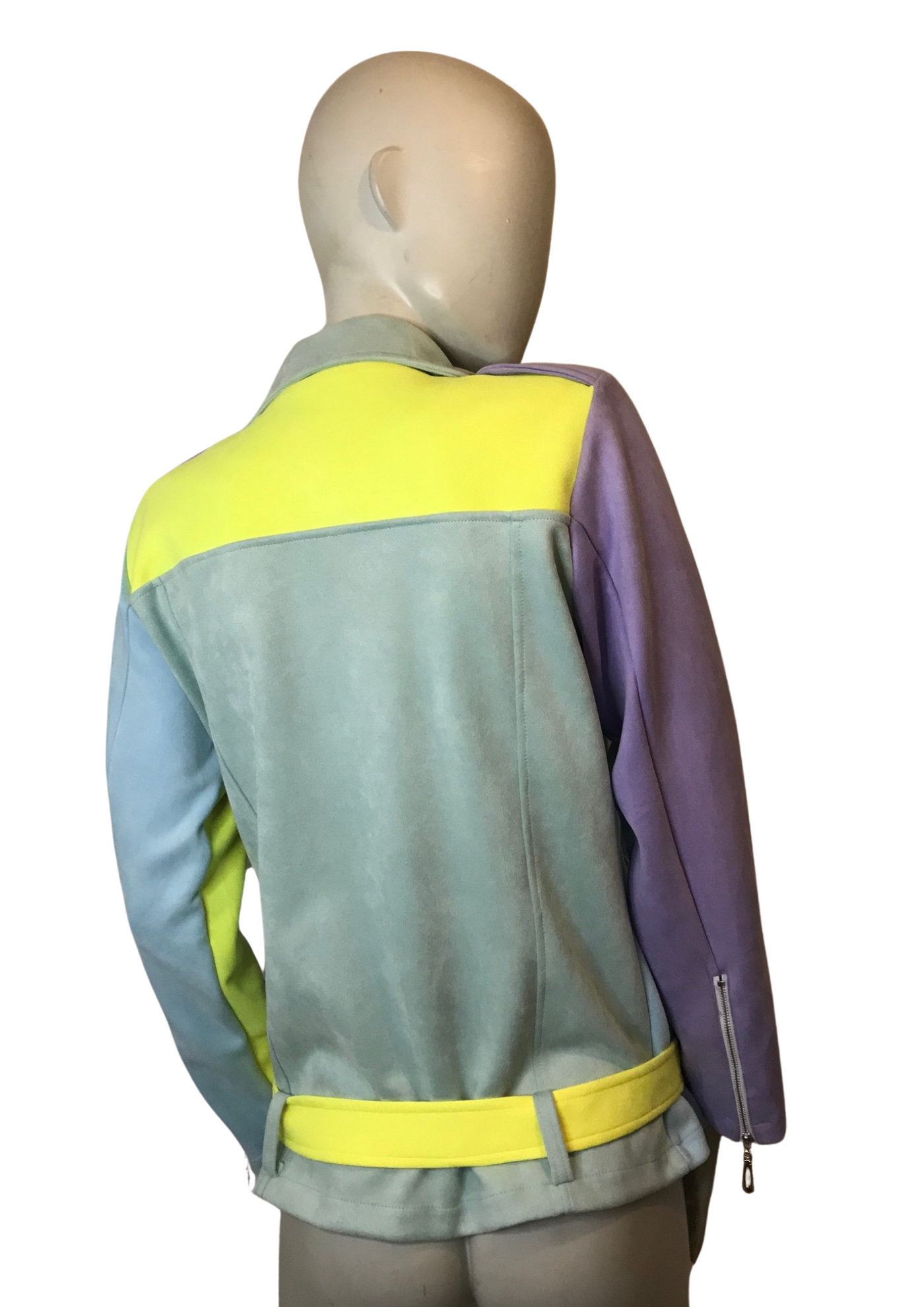 🌈 Perfecto Pastel – Color Block Violet, Bleu & Jaune Taille 40 💜💙💛
