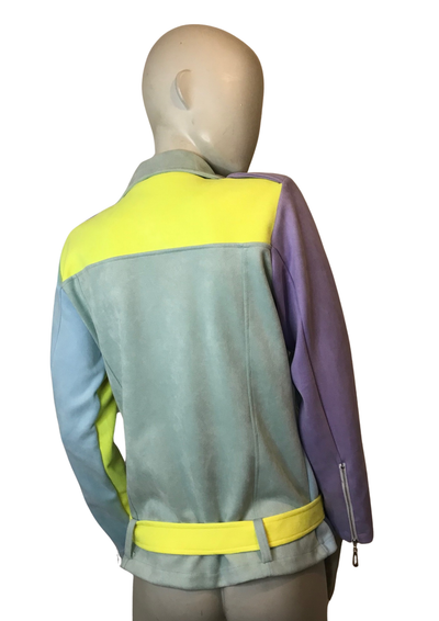 🌈 Perfecto Pastel – Color Block Violet, Bleu & Jaune Taille 40 💜💙💛