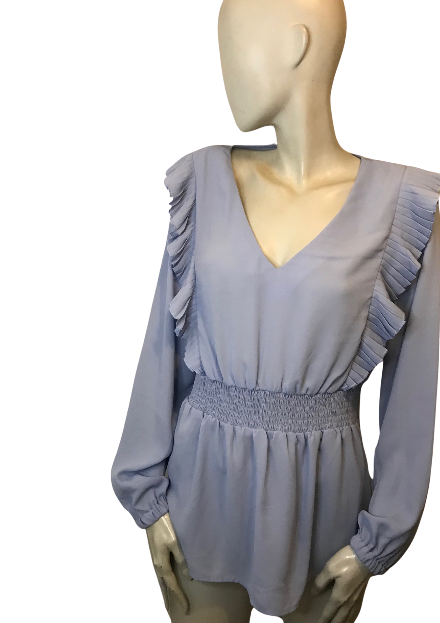 🌟 Blouse à volants bleu ciel Taille 38 🌟