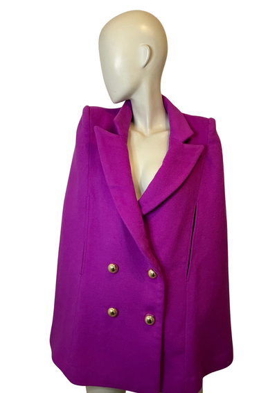 🌟 Cape manteau violette en laine mélangée Taille 40 🌟