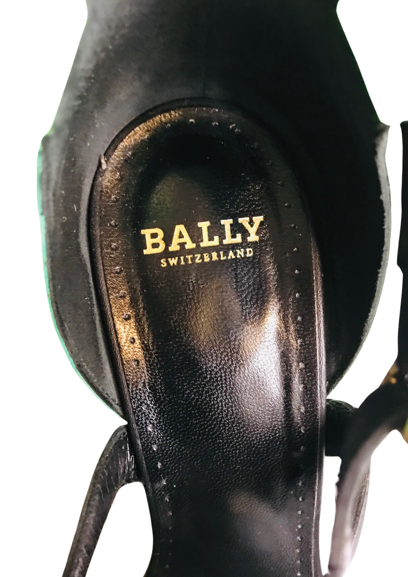 💚👠 Sandales compensées bicolores vert et noir en cuir verni – Taille 40.5  ✨