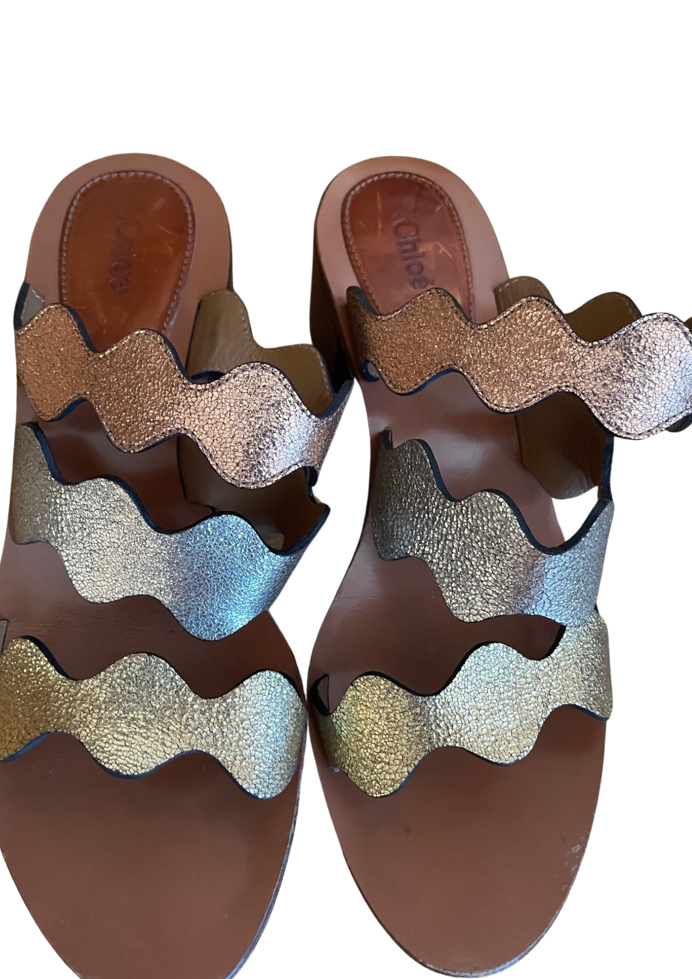 🌟 Sandales à talons en cuir multicolores Pointure 40.5 🌟