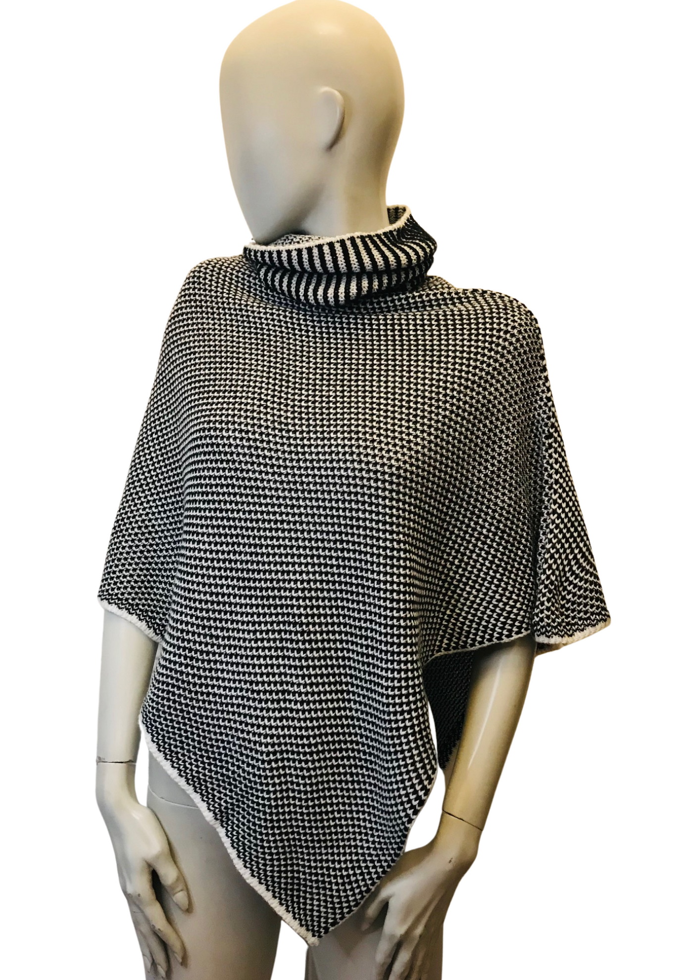 Poncho chiné en laine mélangée Taille Unique