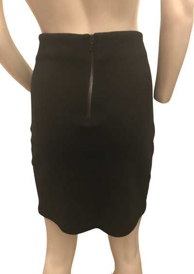 Jupe en laine mélangée empiècement en cuir vegan Taille 40