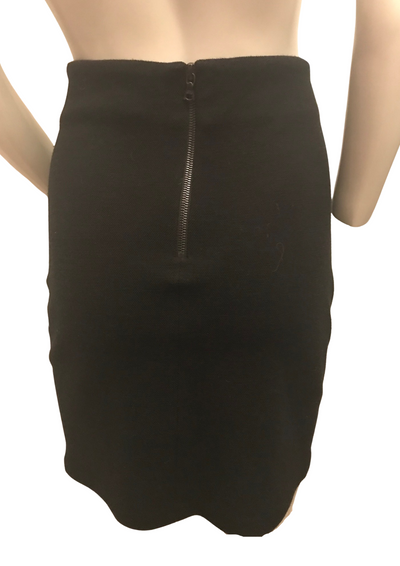 Jupe en laine mélangée empiècement en cuir vegan Taille 40