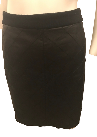Jupe en laine mélangée empiècement en cuir vegan Taille 40