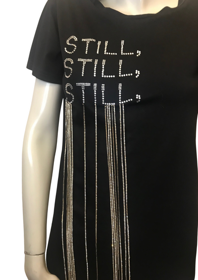 Tee-shirt empiècement strass Taille 34 (Neuf)