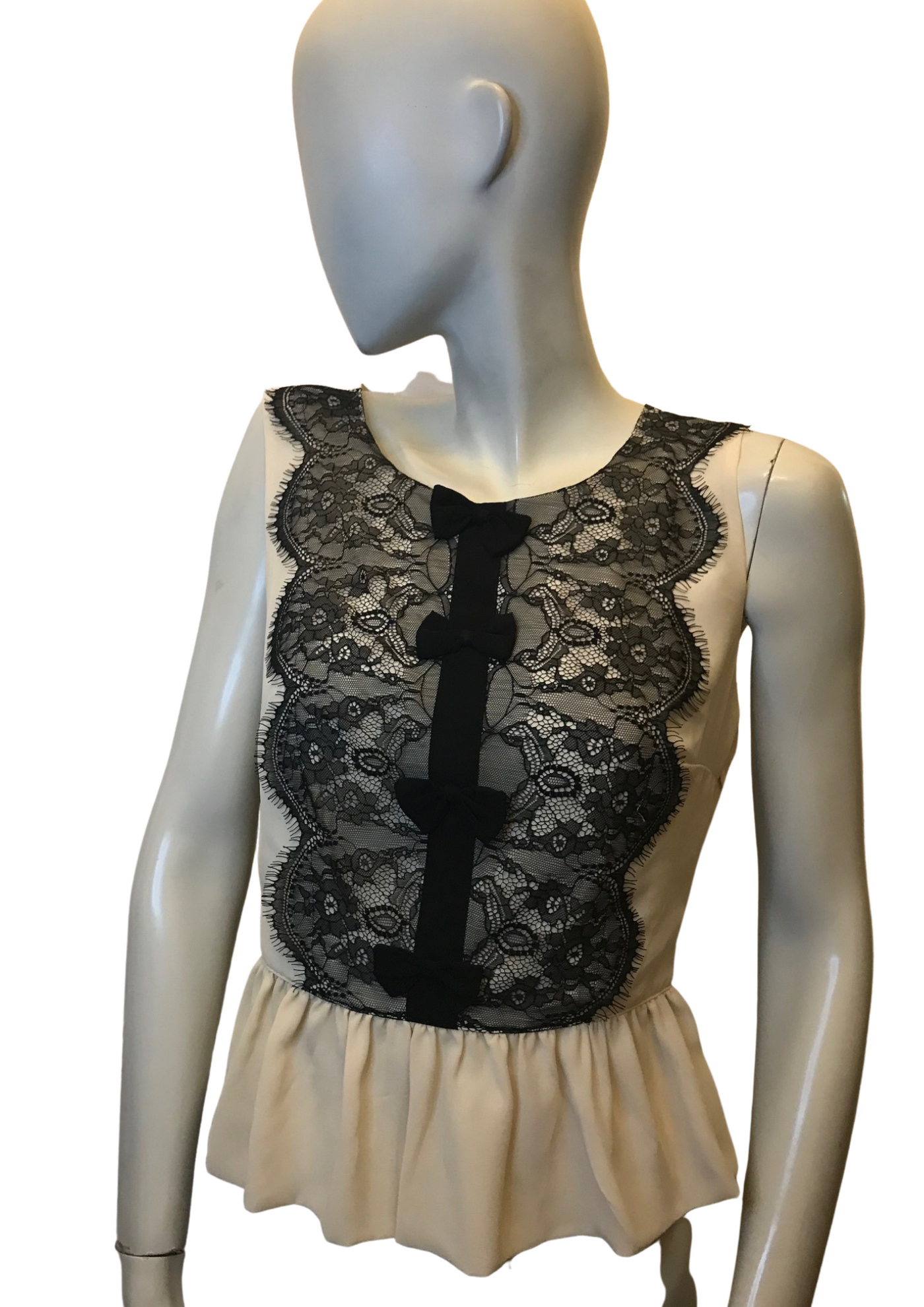Blouse empiècement dentelle et nœuds Taille 36