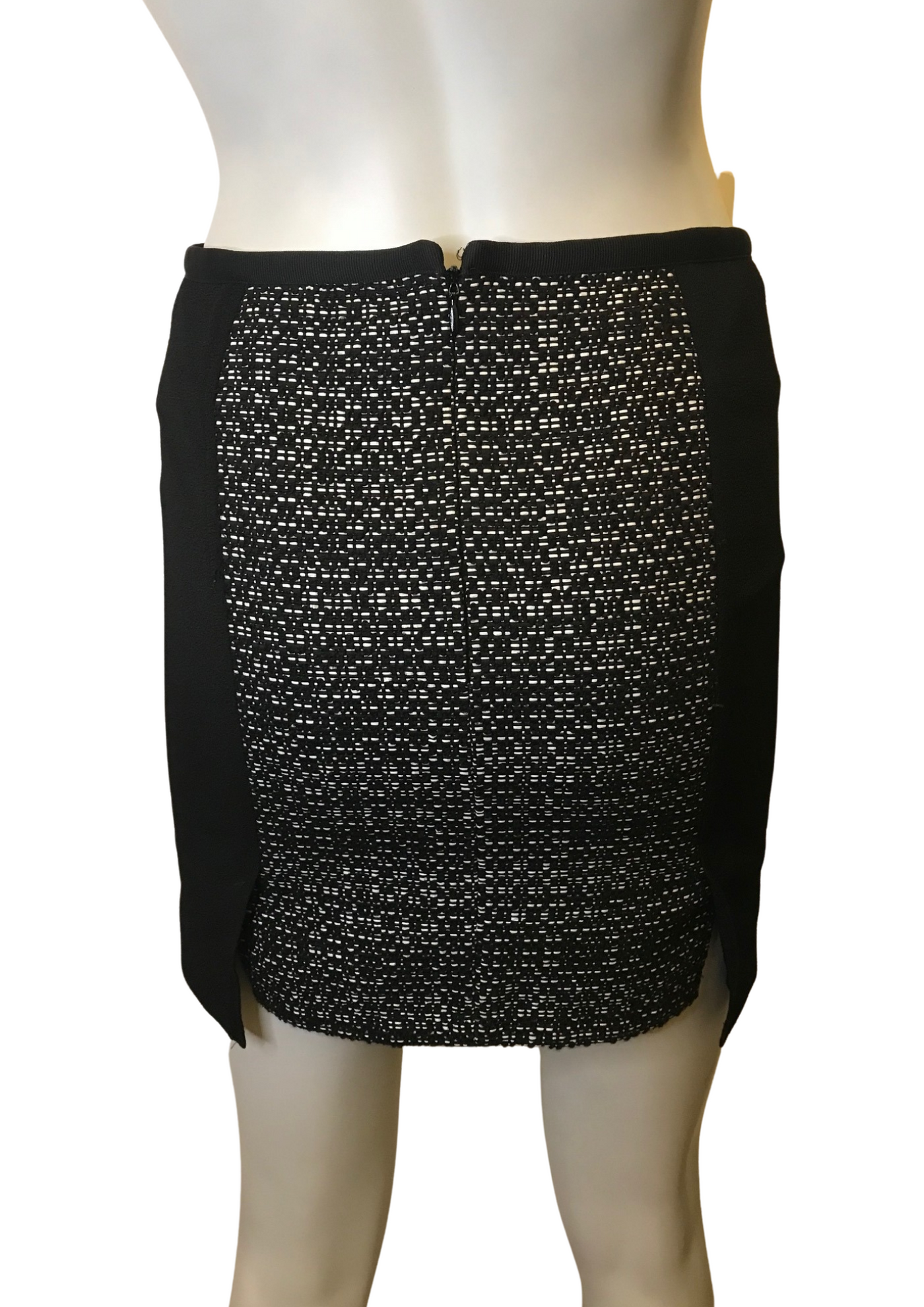 Jupe chinée empiècement cuir d'agneau Taille 34