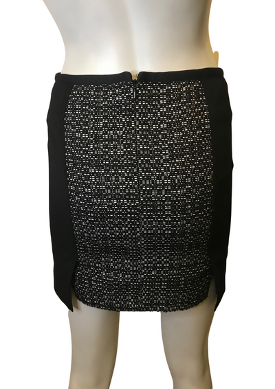 Jupe chinée empiècement cuir d'agneau Taille 34