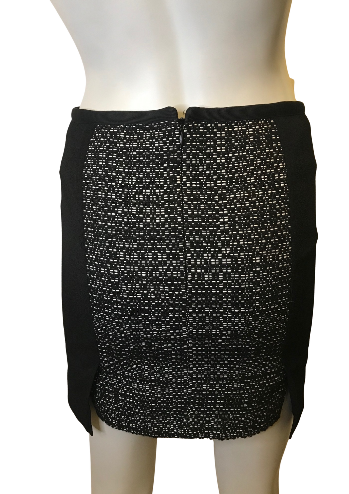 Jupe chinée empiècement cuir d'agneau Taille 34