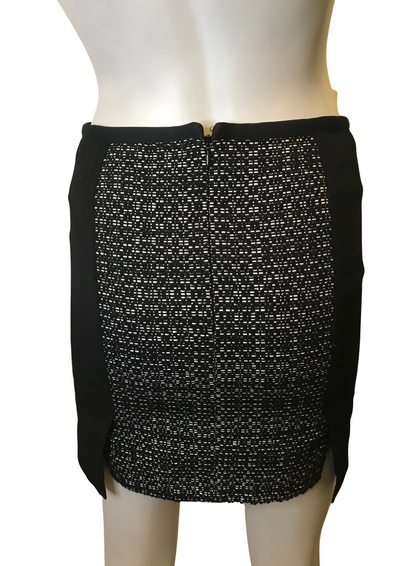 Jupe chinée empiècement cuir d'agneau Taille 34