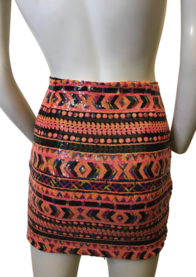Jupe pailletée à motifs ethniques Taille 36