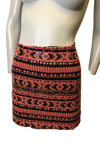 Jupe pailletée à motifs ethniques Taille 36