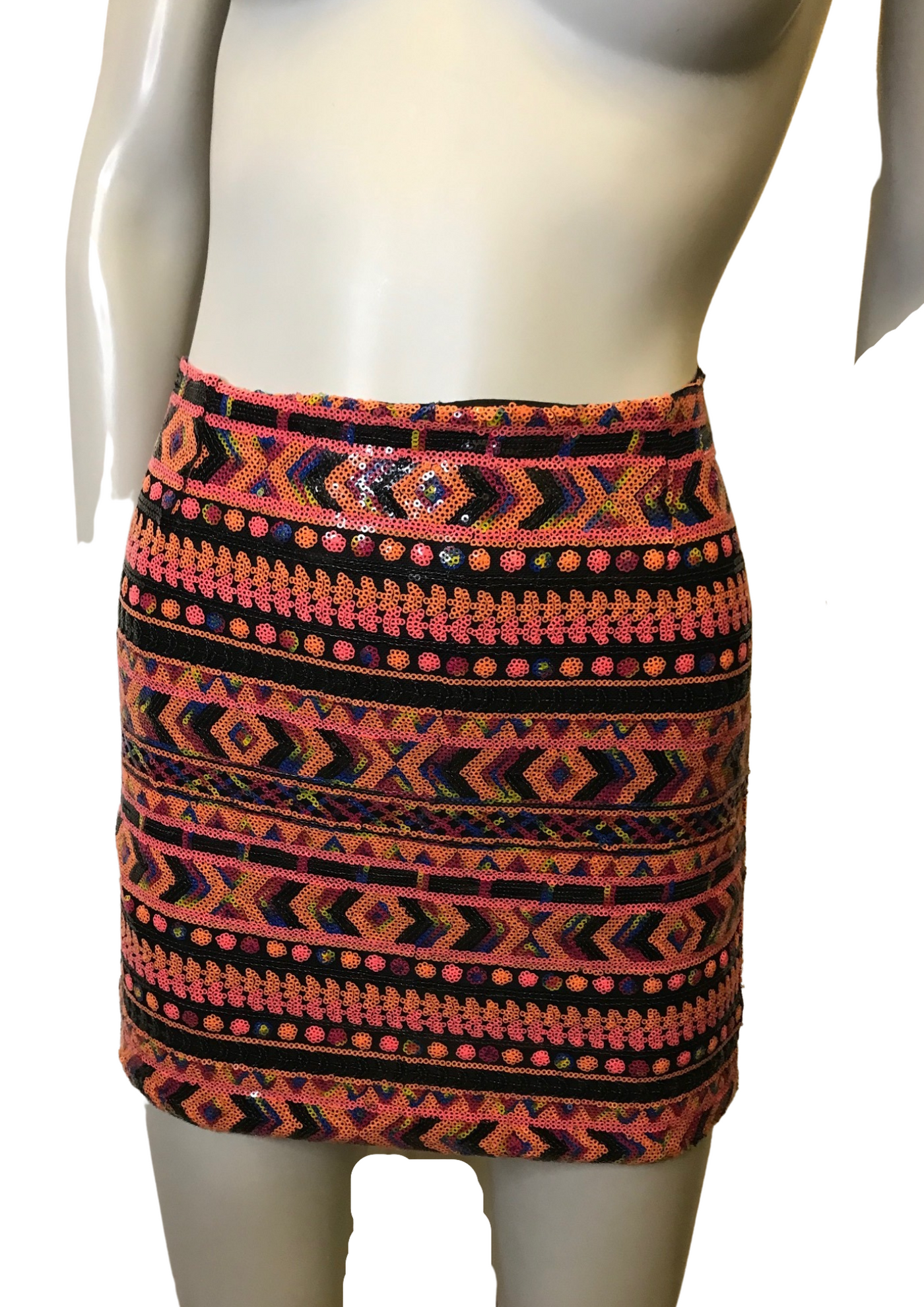 Jupe pailletée à motifs ethniques Taille 36