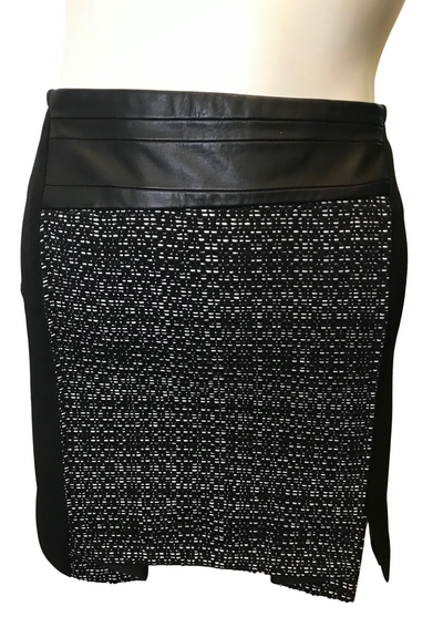 Jupe chinée empiècement cuir d'agneau Taille 34