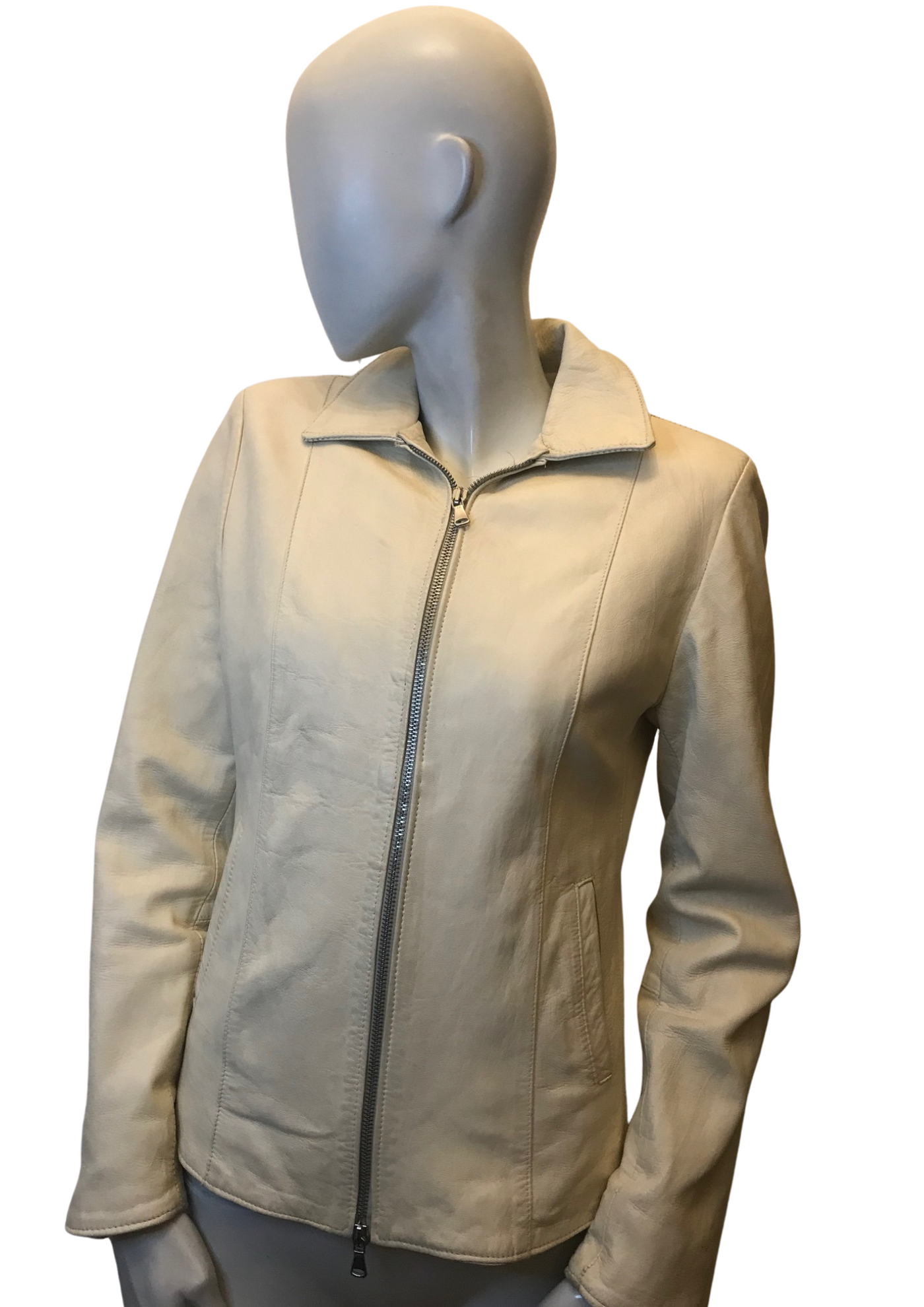Veste en cuir blanc cassé Taille 38
