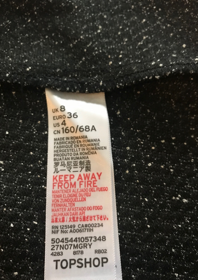 Jupe chinée grise et noire Taille 36 (neuve)