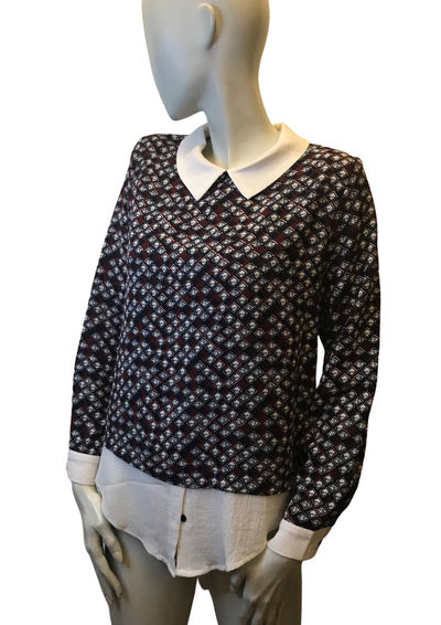 Blouse à motifs col claudine Taille 36