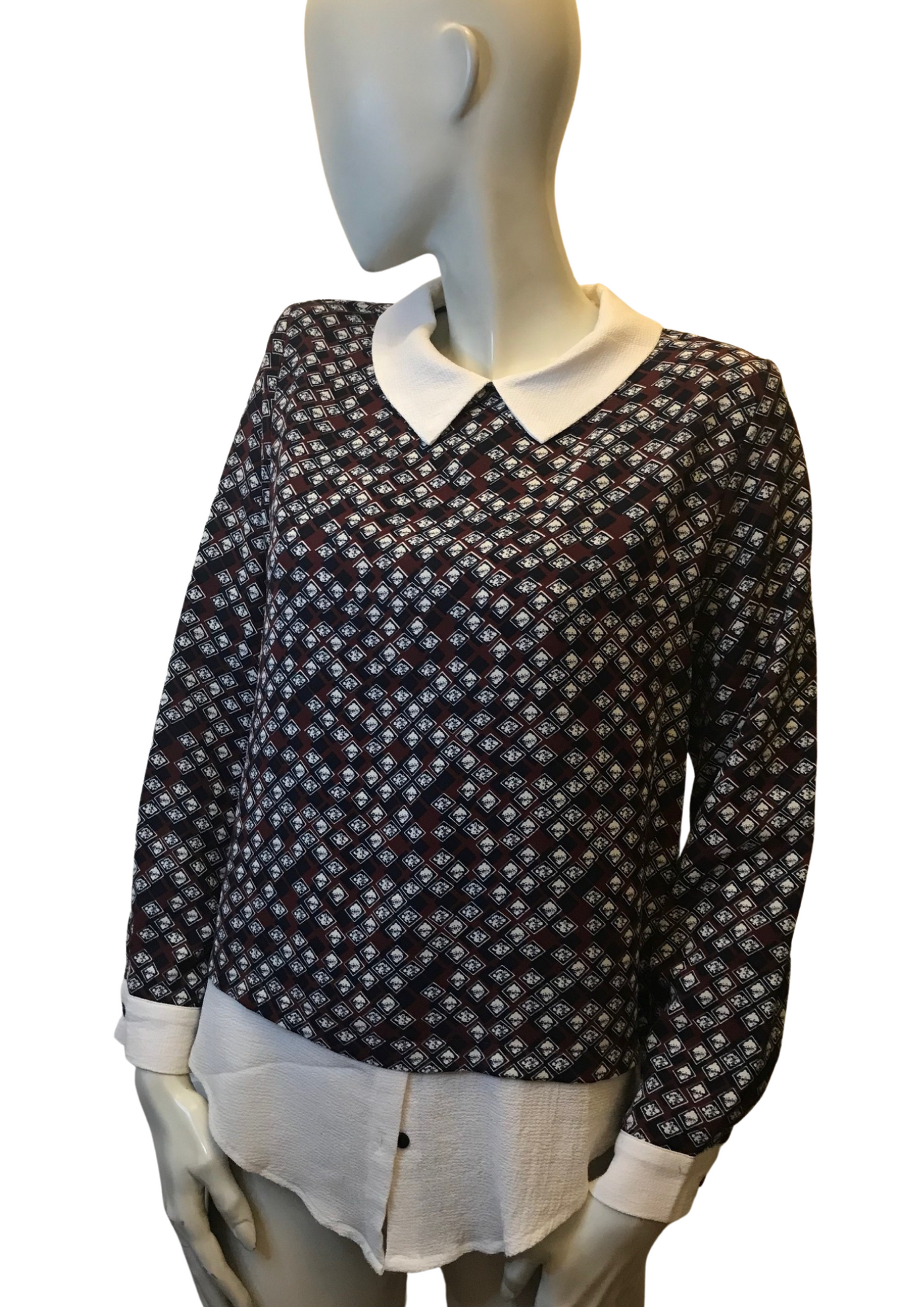 Blouse à motifs col claudine Taille 36