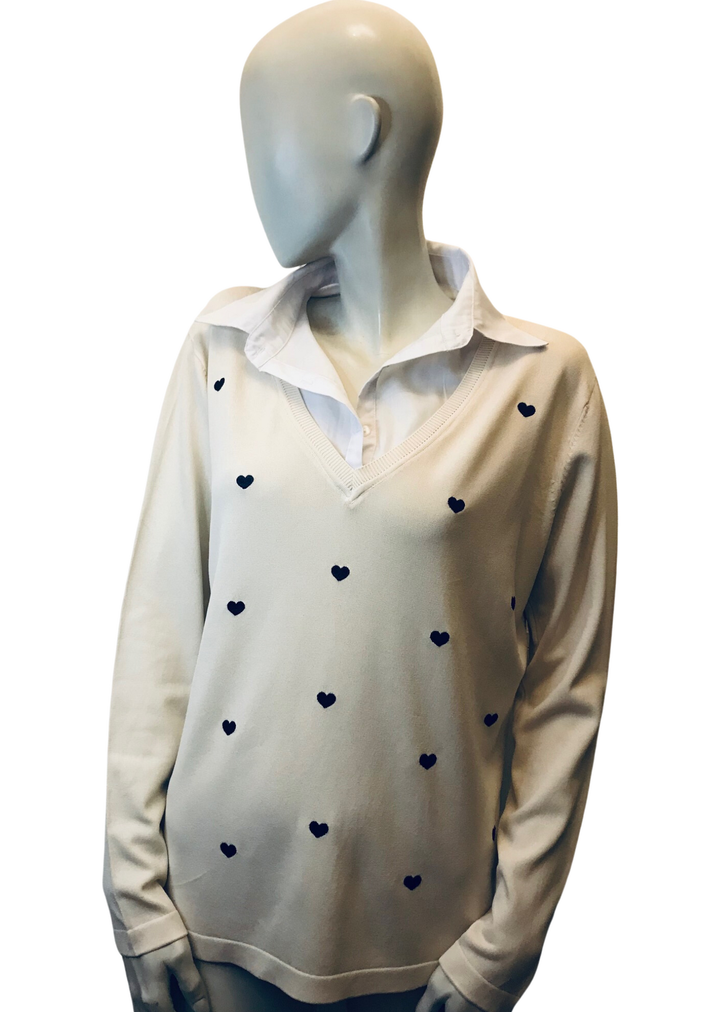 Pull chemise motifs cœurs Taille 40
