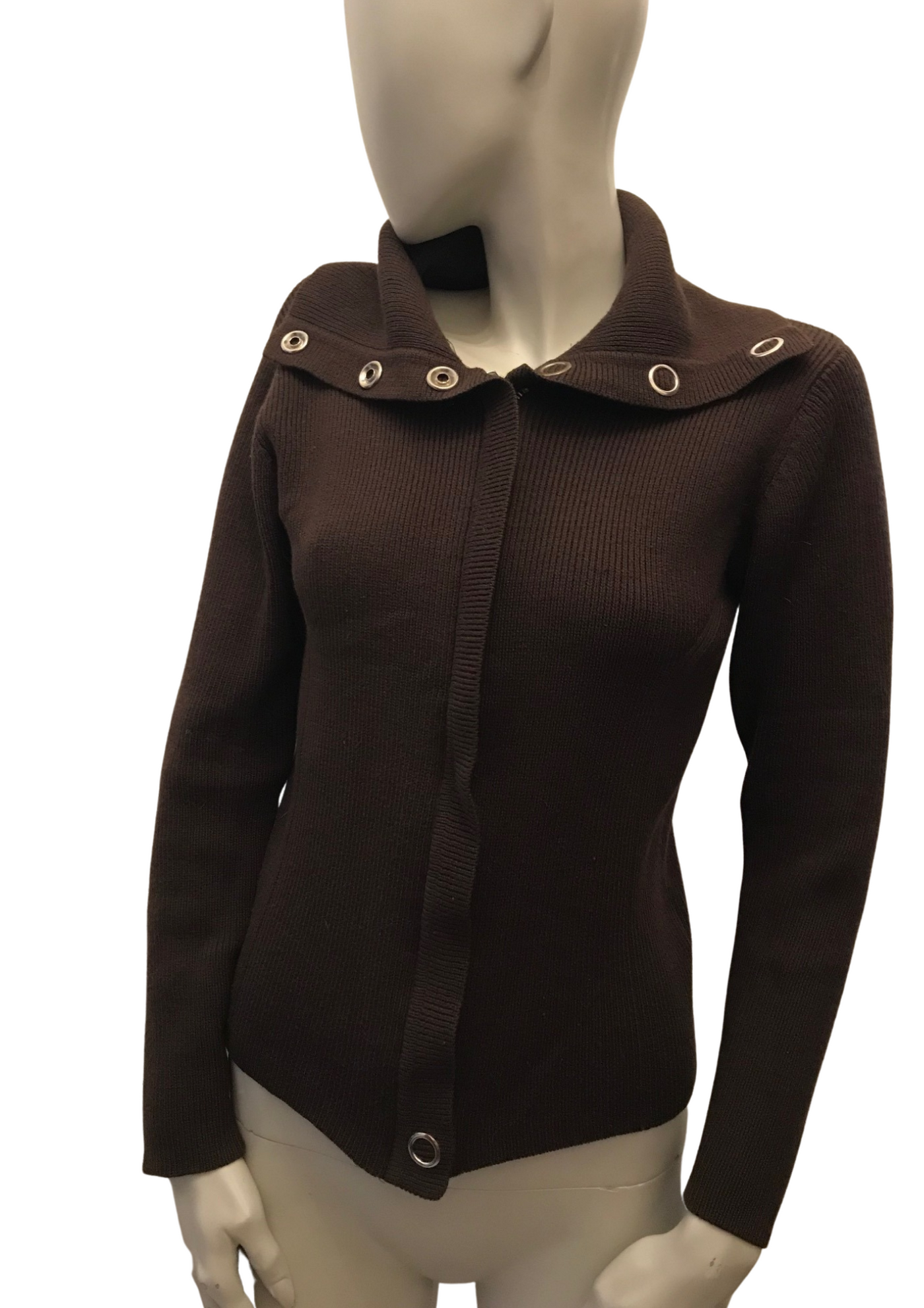 Gilet marron en laine mérinos mélangée Taille 38