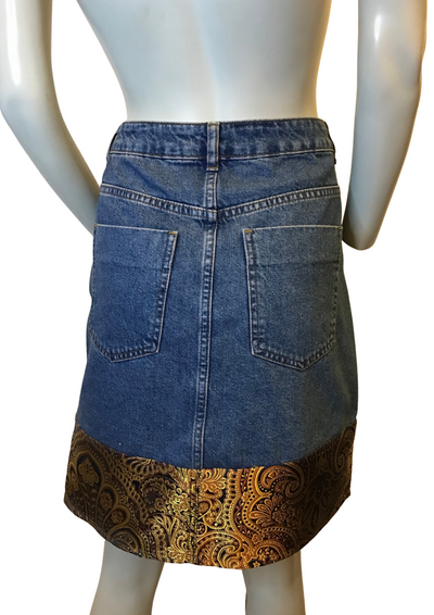 Jupe en jean empiècement tissu Taille 42