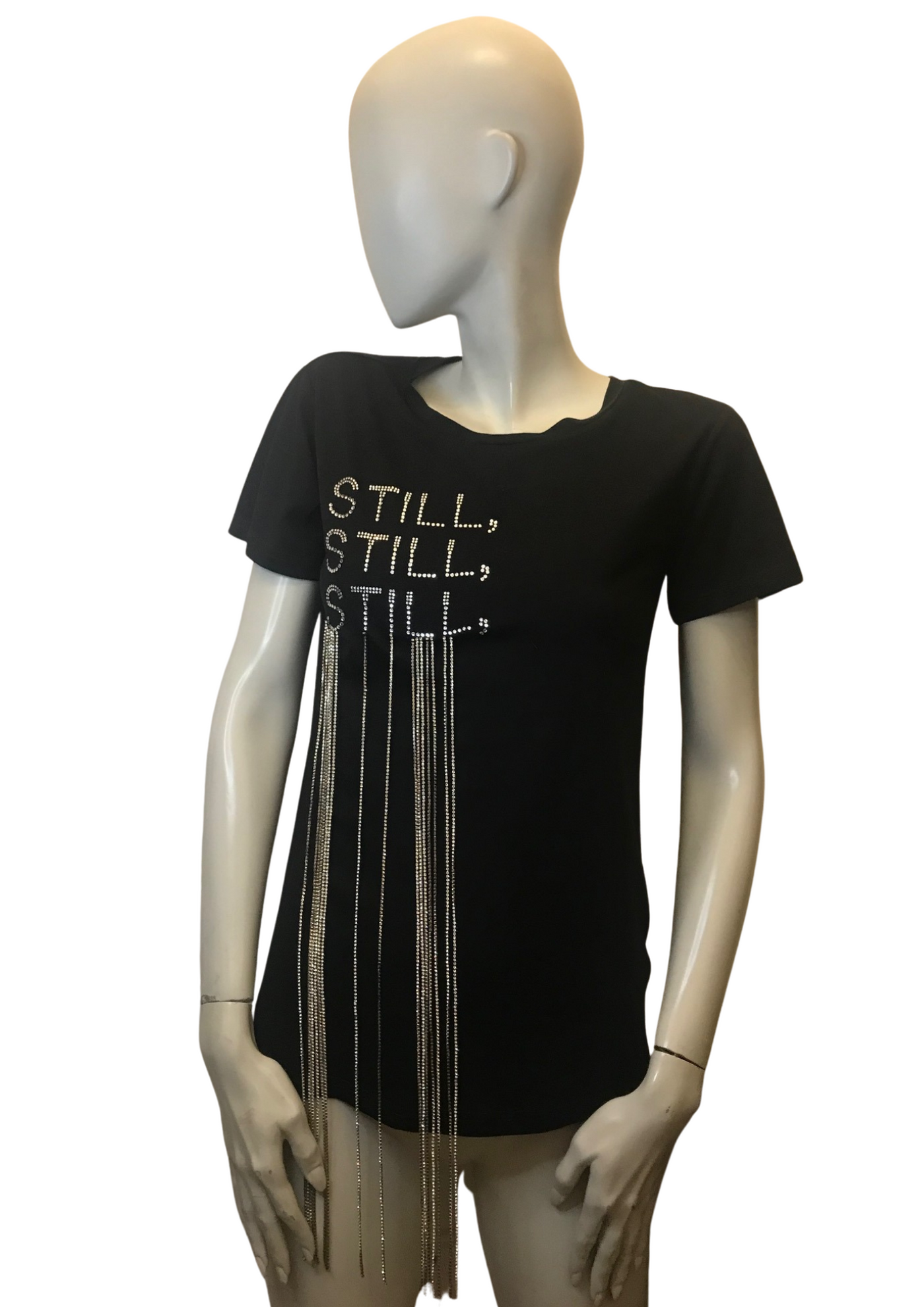 Tee-shirt empiècement strass Taille 34 (Neuf)