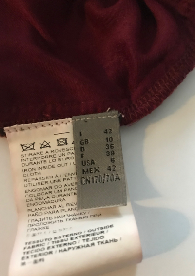 Jupe bordeaux en velours Taille 38