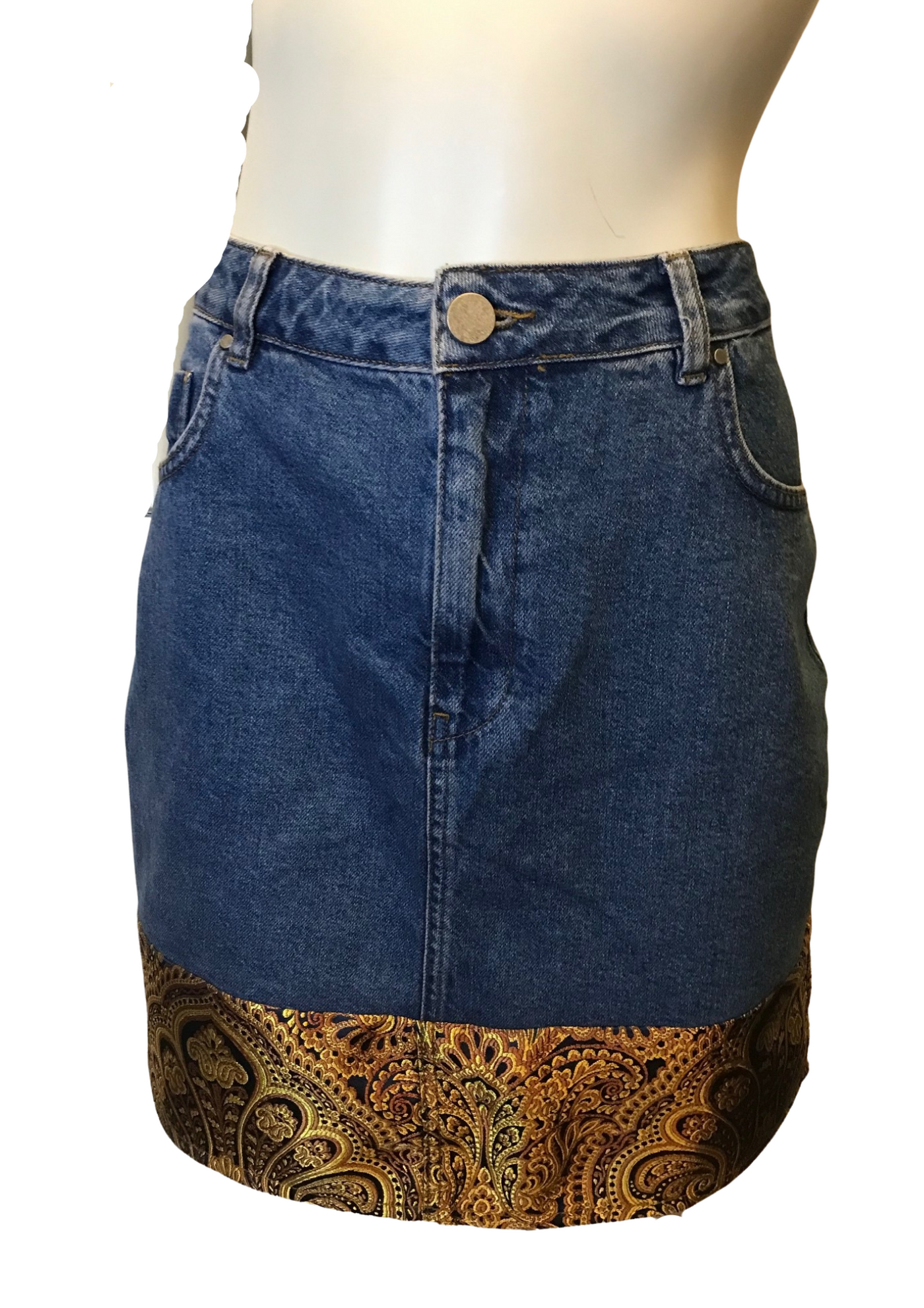 Jupe en jean empiècement tissu Taille 42